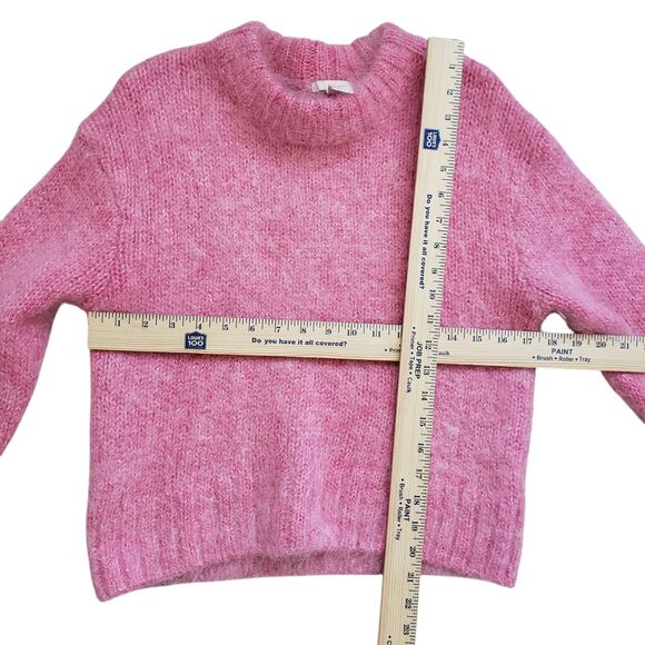 H&M Oversized Knit Sweater Womens Small Pink Mohair Wool Chunky Fuzzy Jumper - Picture 5 of 11